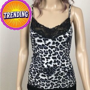 👛 (ANY 2/$20) NWT CACHE Black & White Animal Print Camisole, Eco Sourced